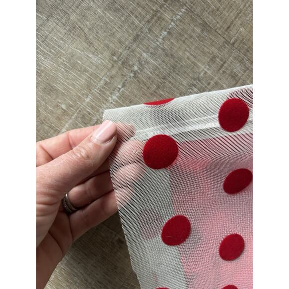 Betsey Johnson Polka Dot Mesh Babydoll Dress Womens 10 Red Pink Valentine - Picture 5 of 16